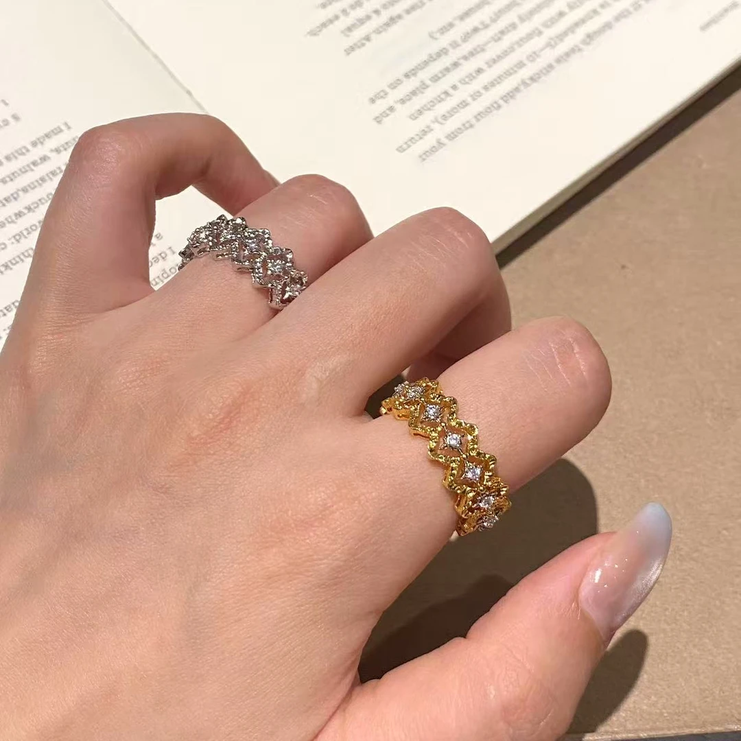 【布布镂空绸缎花边戒指】手工气质轻奢时尚百搭个性精致