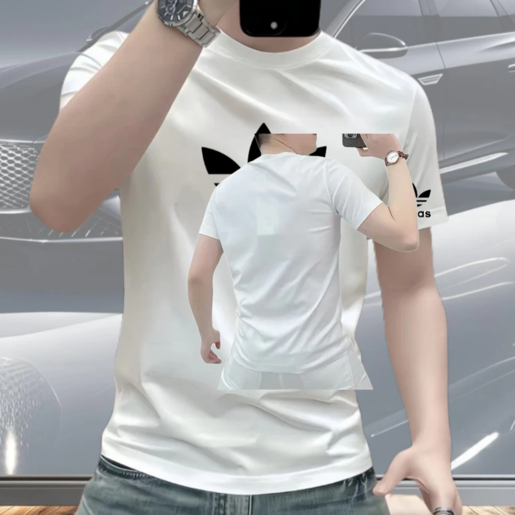 重磅轻奢休闲男士短袖T恤夏季新款网红印花宽松百搭圆领上衣潮流