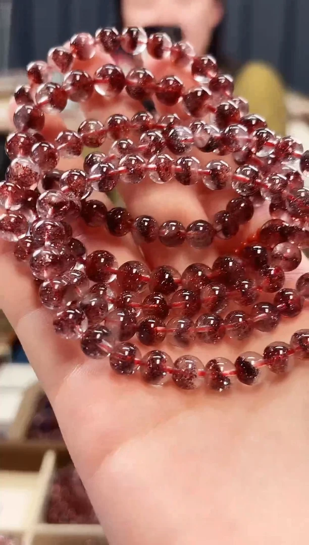 未镶嵌手串水晶金草莓超七单圈手串6mm【多样性发一】