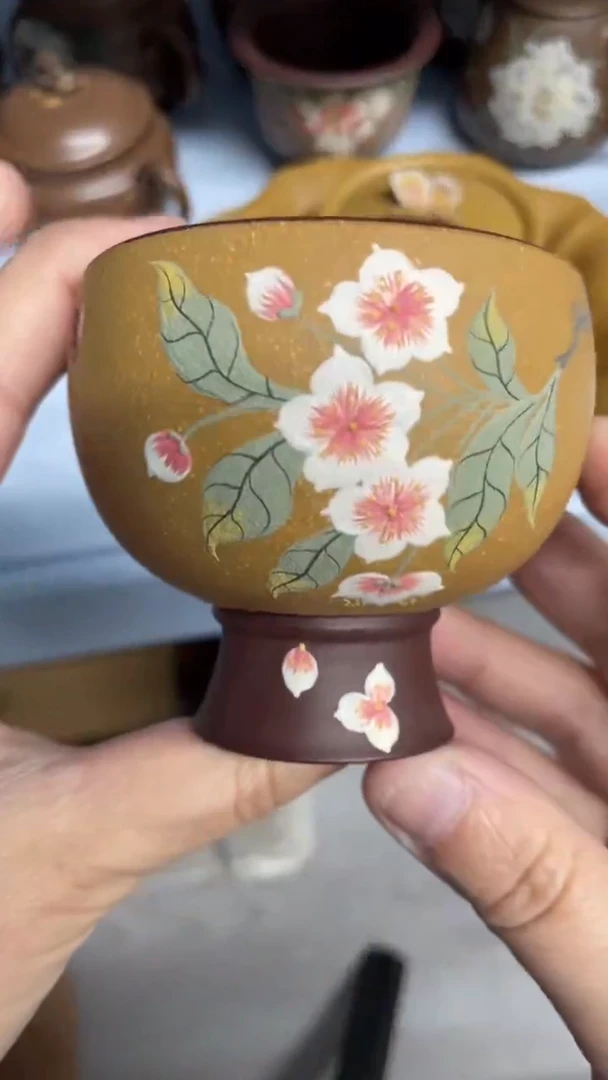 茶壶紫砂桃花高足杯