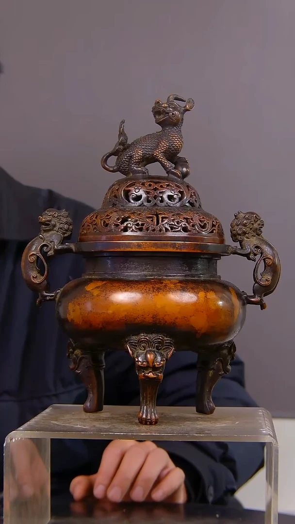 老***能山水铜缘紫铜香炉结缘1111
