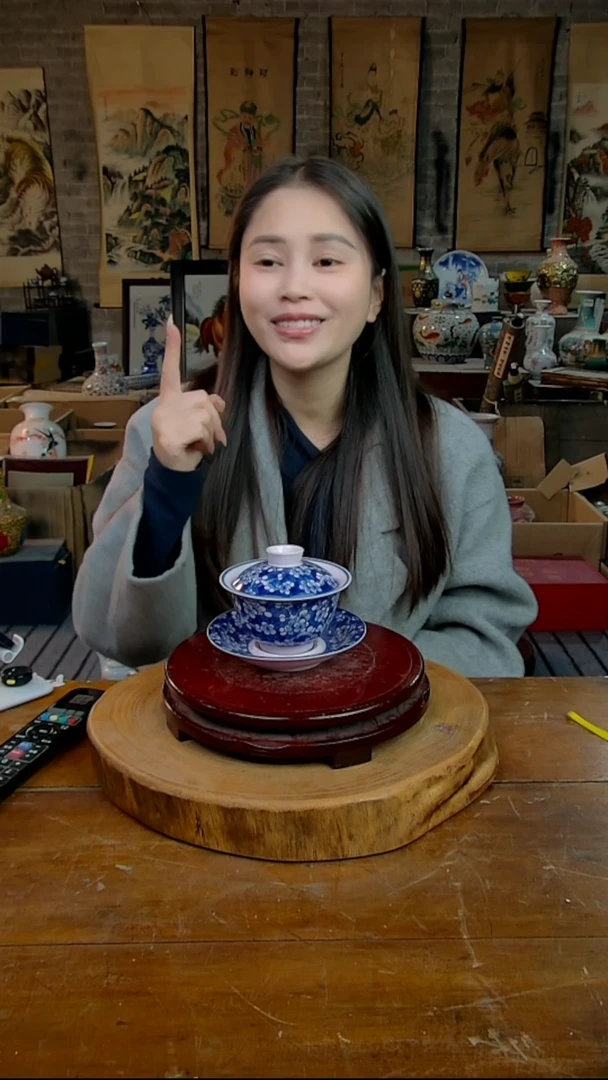 摆件陶景德镇陶瓷摆件稀土冰梅三才