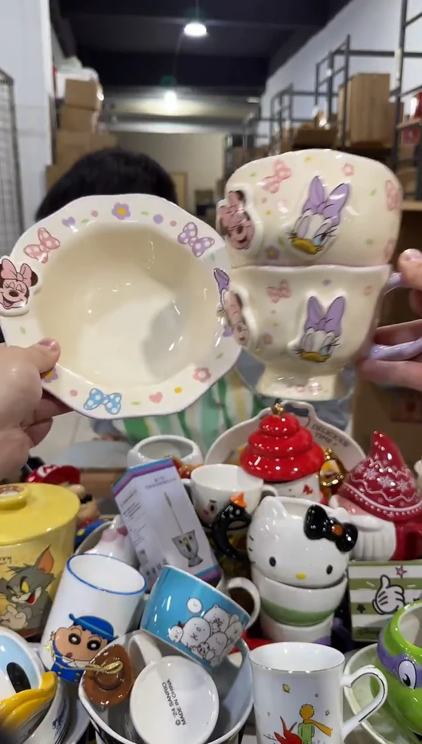 瓷片紫色米妮黛西餐具3件套