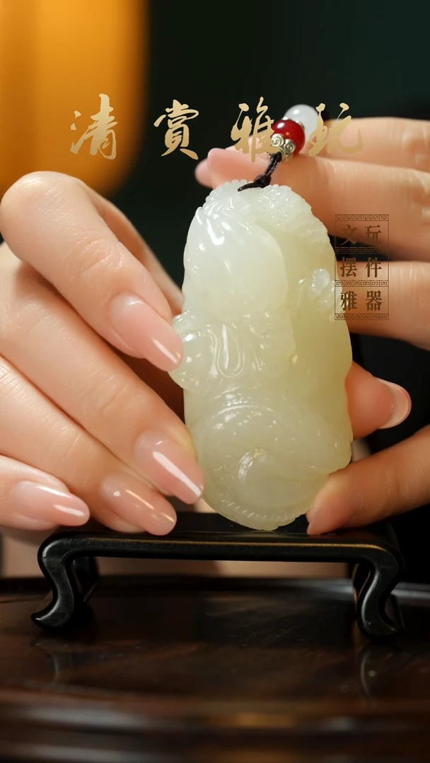 玉《龙腾四海》手把件摆件
