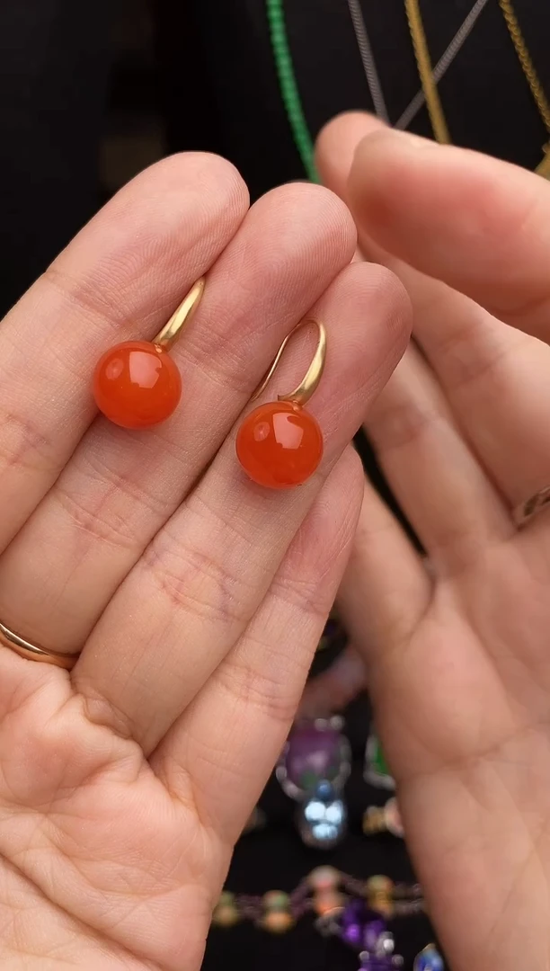 合金南红玛瑙耳饰南红耳钉