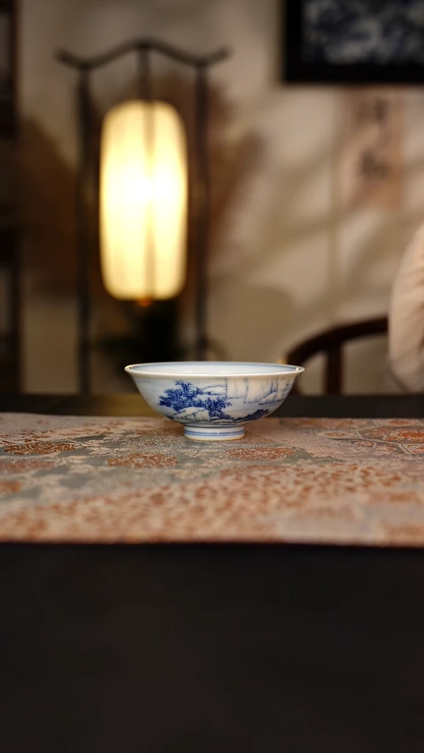 待月观山青花雪景普洱杯
