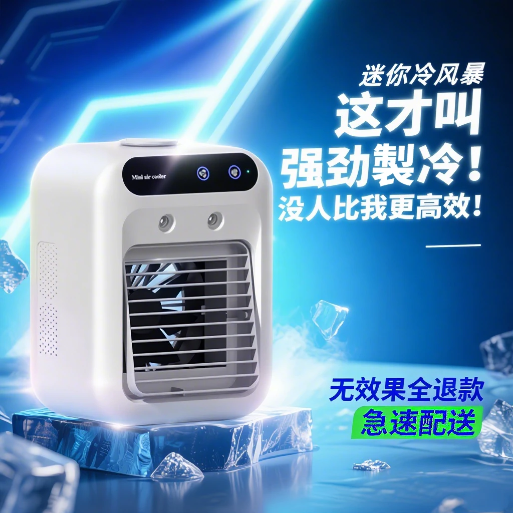 2025新款桌面空调扇迷你冷风扇办公室家用电风扇静音加湿降温神器