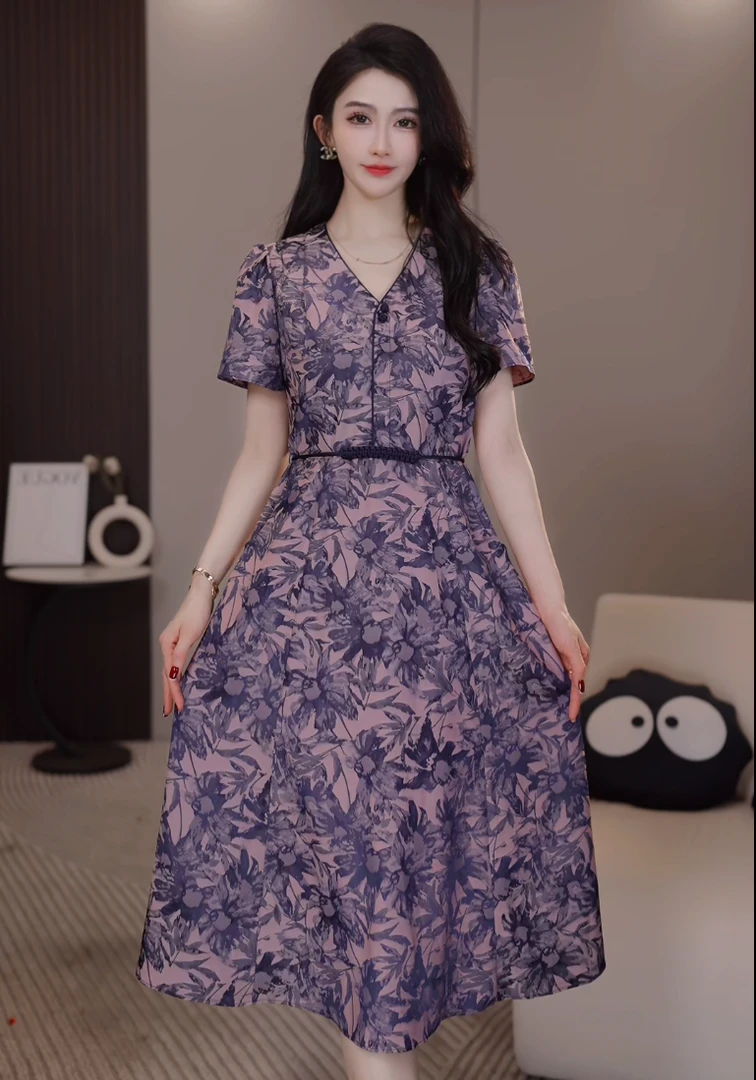 A-1078夏季新款法式时尚修身气质女装连衣裙