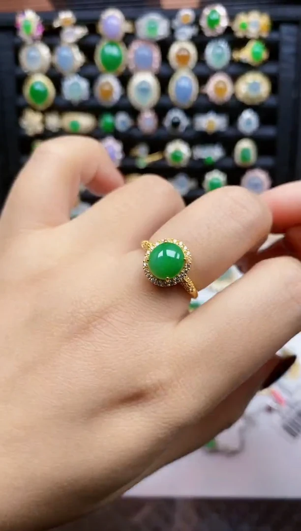 银S925镶嵌戒指翡翠355