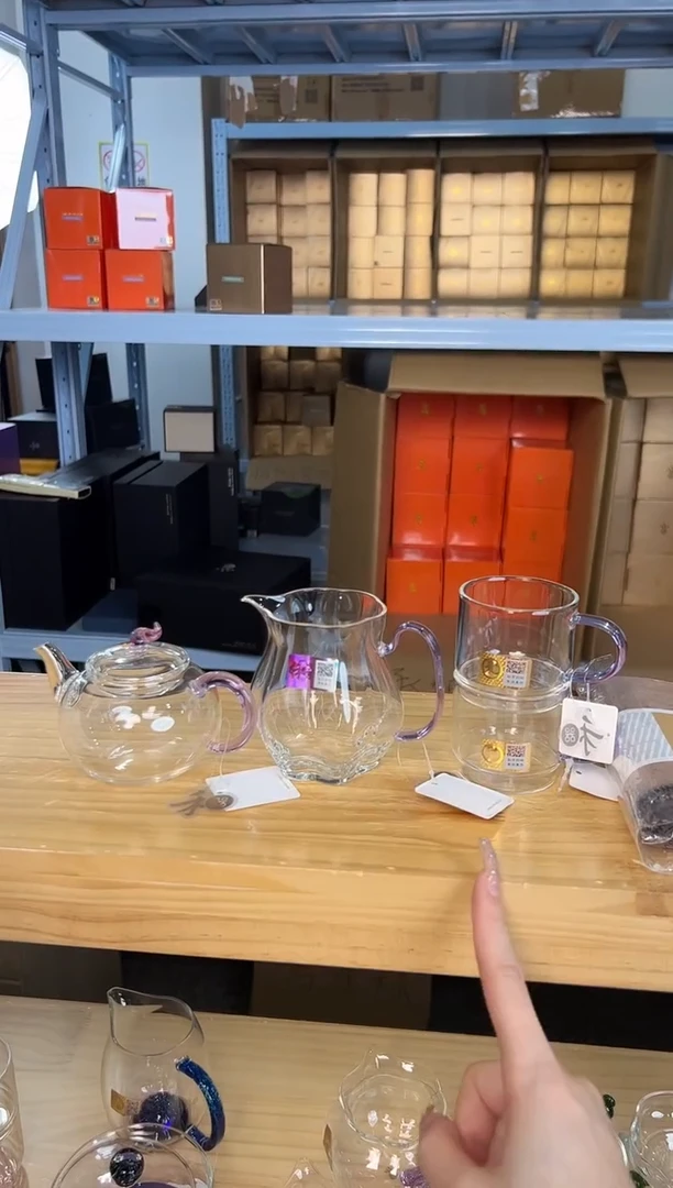 丰登壶+颂妍+逸杯一对 浅紫+茶剪+茶巾