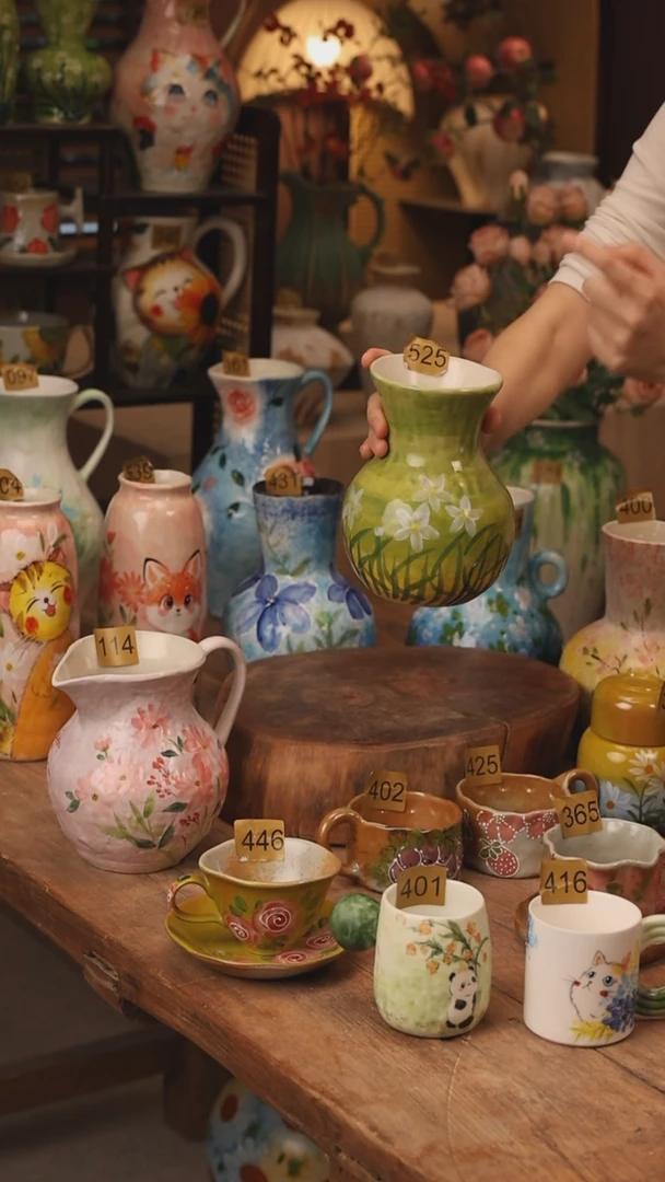 陶瓷景德镇设计师手作花器摆件侘寂风525