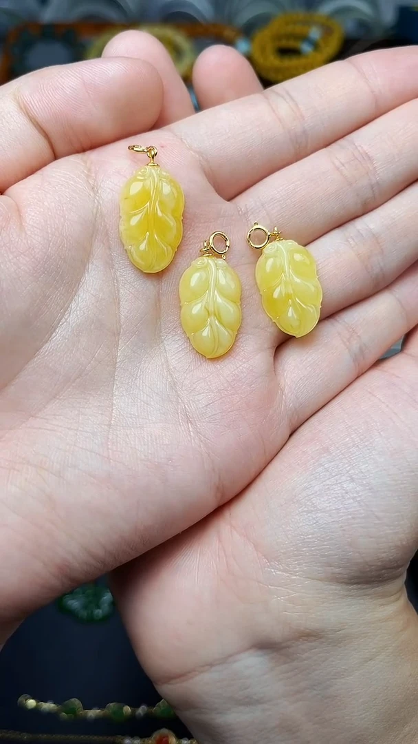 蜜蜡颈饰银S925镶嵌金枝玉叶多样性拍一发一 06