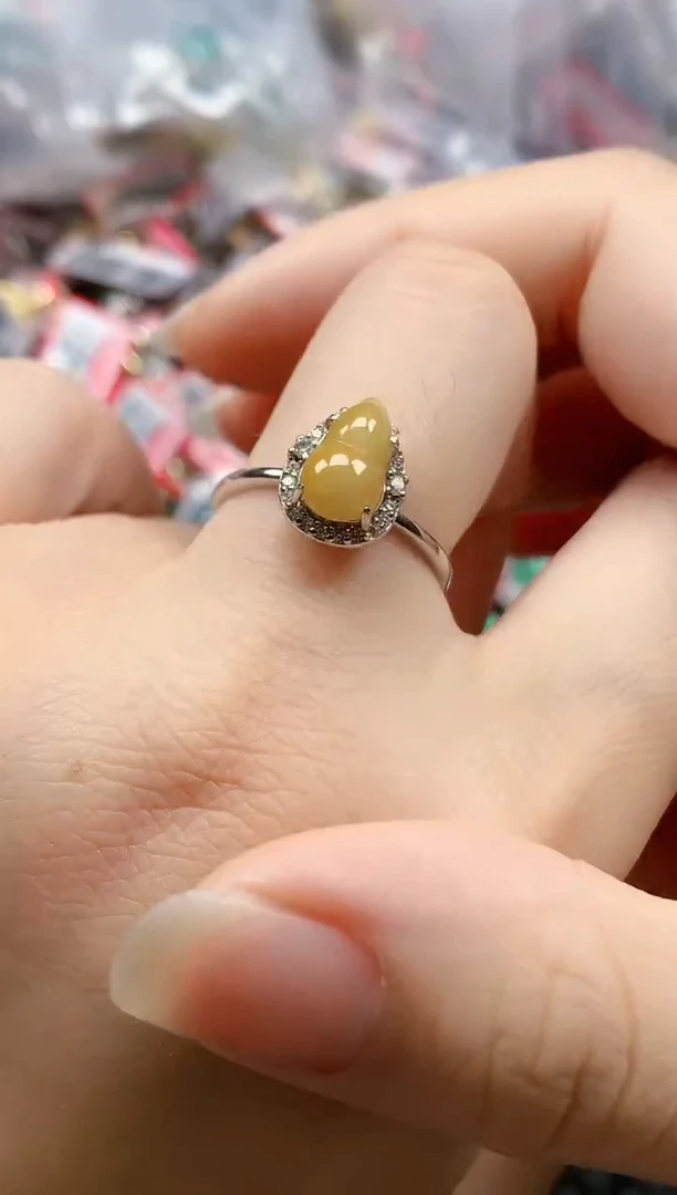 银S925镶嵌戒指翡翠天然A货缅甸翡翠