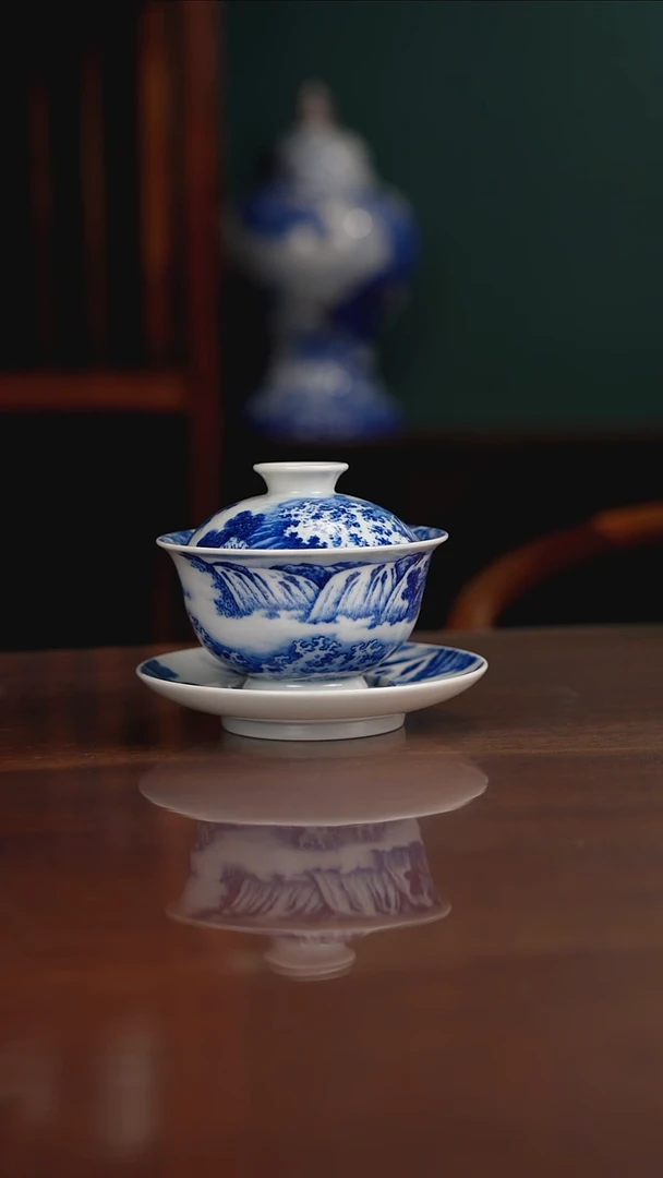 晓月柴窑 瀑布盖碗