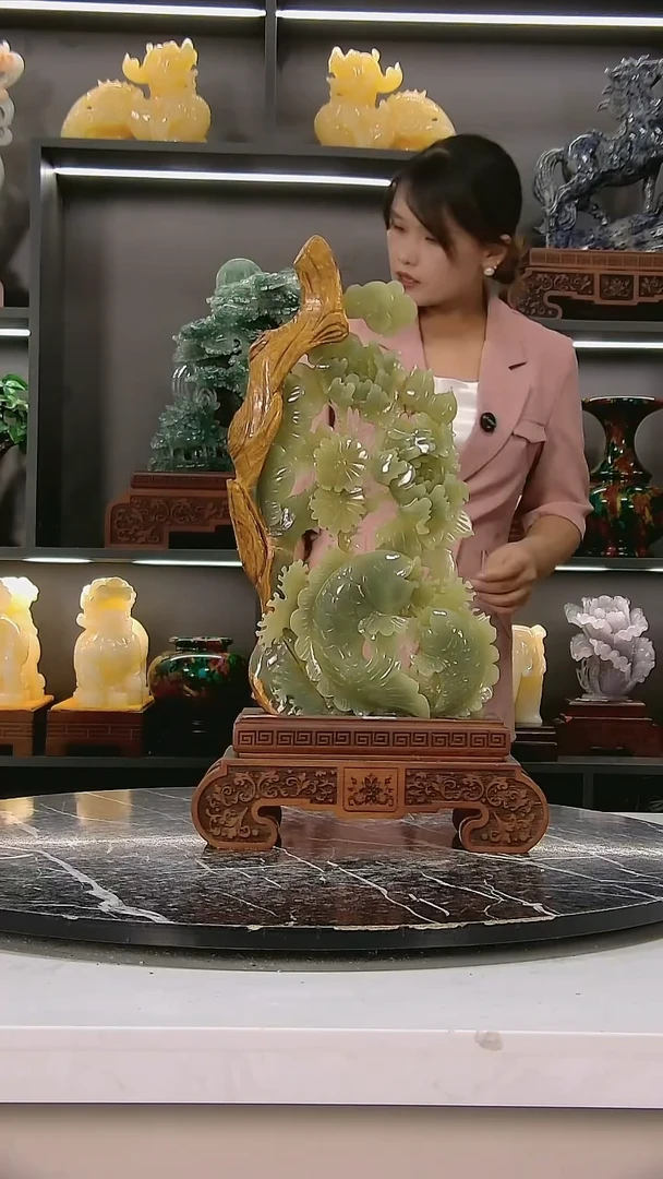 石材古青料荷塘月色一件