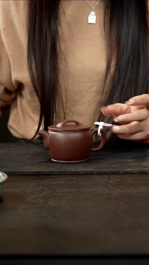 茶壶紫砂老紫泥面缸汉瓦170cc