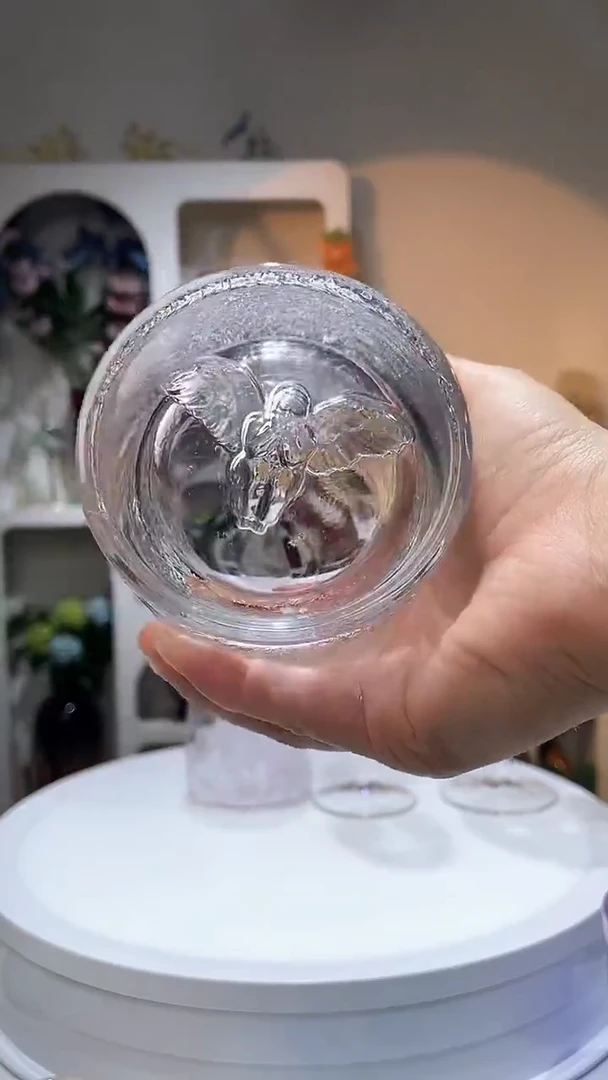 【闪购商品】水晶玻璃2只XQ艺术天使杯厚底