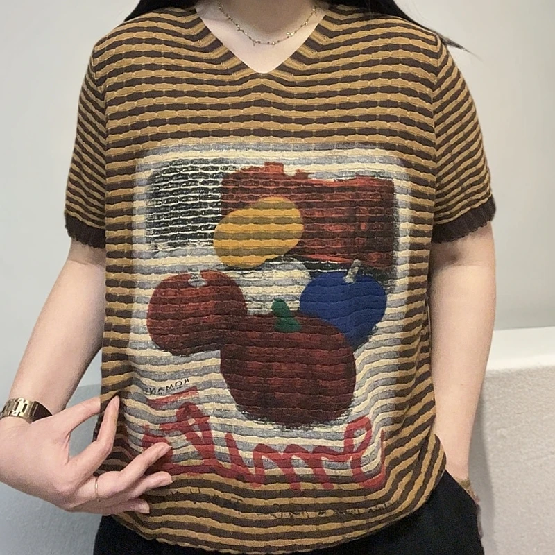 （短袖 字母南瓜）女款宽松针织衫