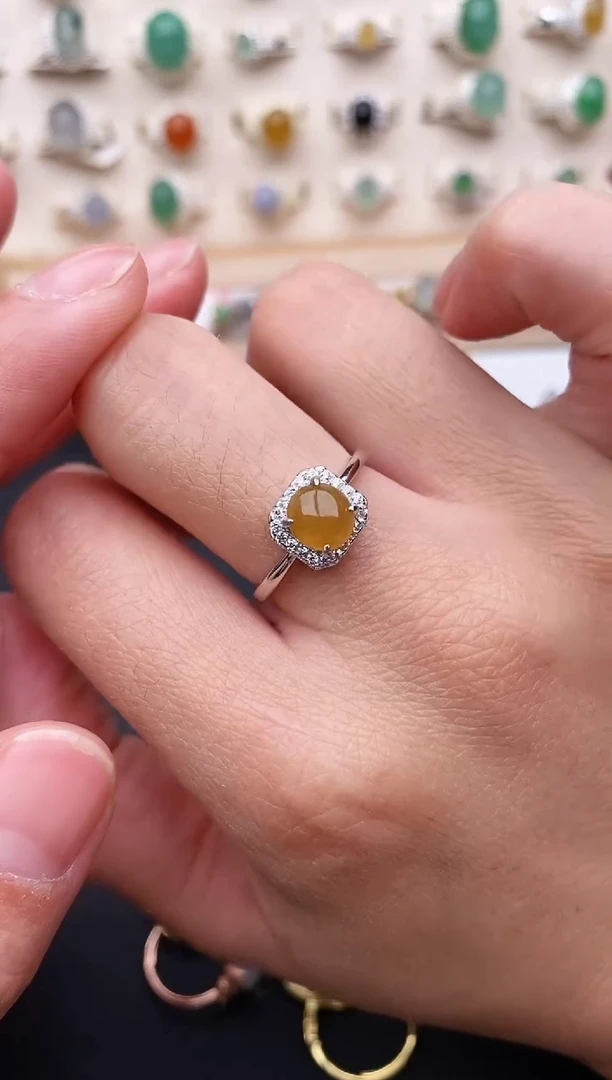 【闪购商品】翡翠戒指银S925镶嵌天然翡翠222  1+