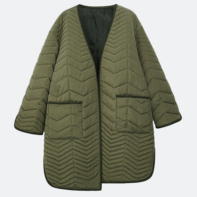 设计感夹棉中长款宽松外套棉服外套女2024新款