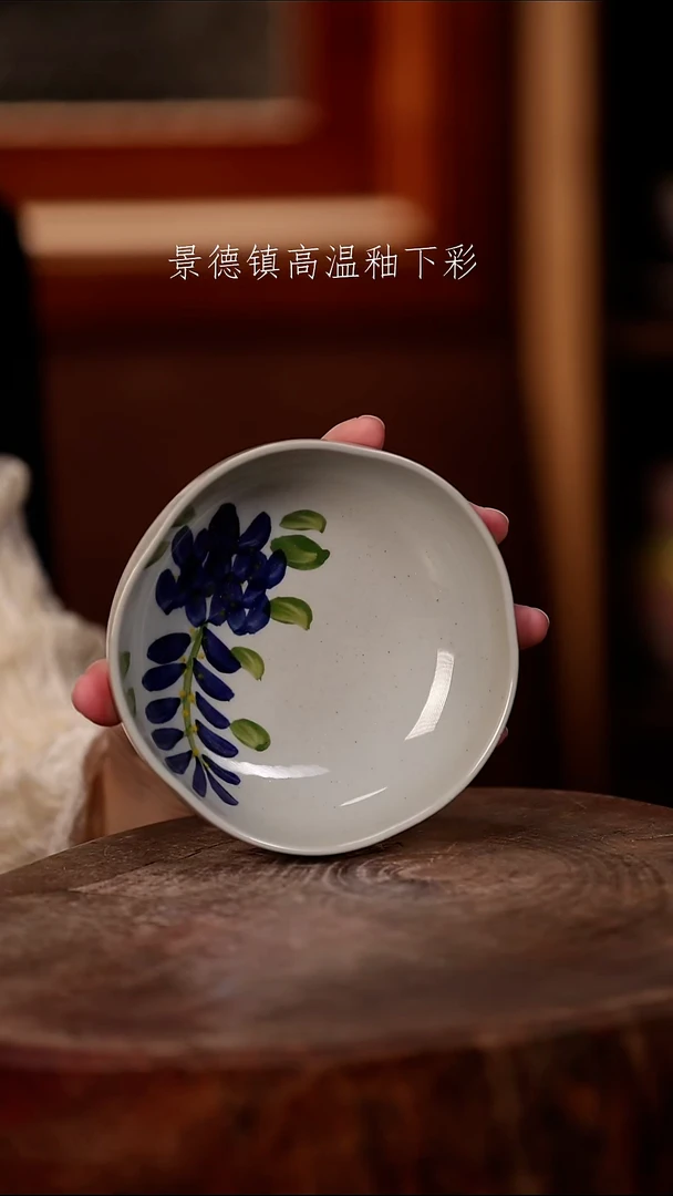 陶瓷景德镇高温釉下手绘陶瓷@L809@