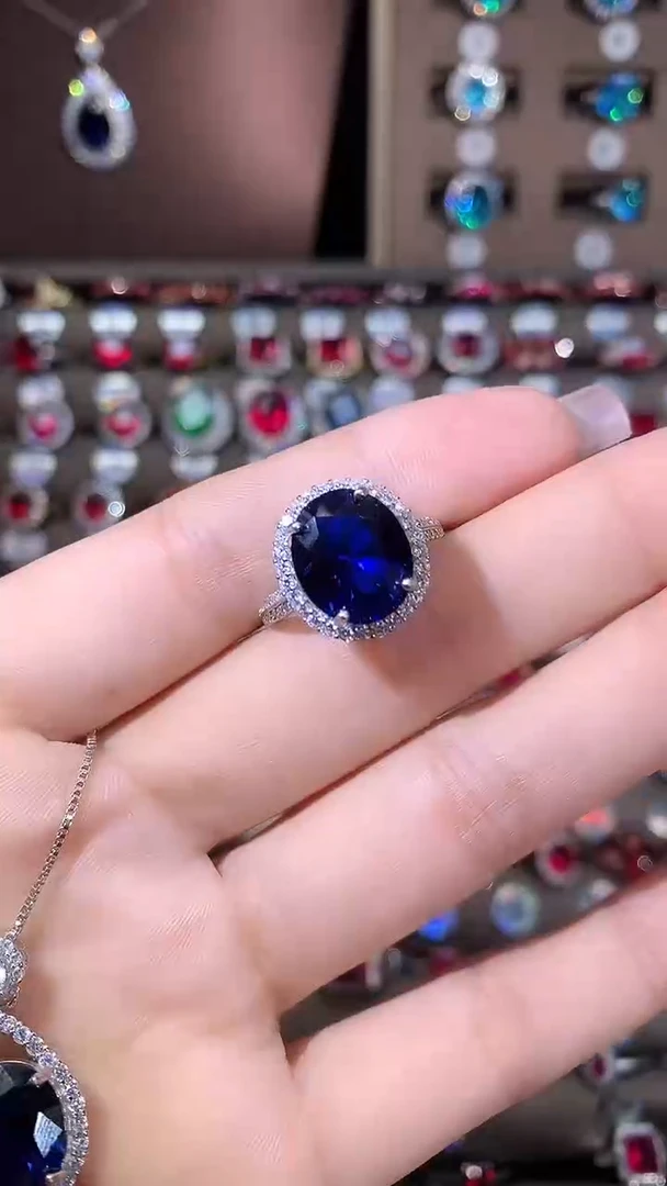 无925银皇家蓝色戒指