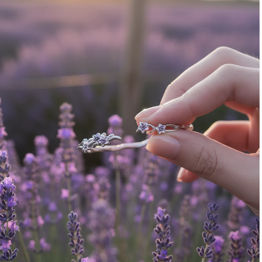 FARCOKO/法蔻 足银手镯 紫藤花手镯女款新中式镯子生日礼物送女友