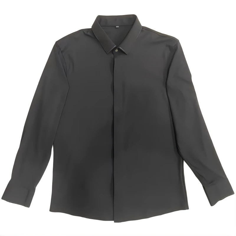 秋冬男士新款时尚百搭修身翻领休闲潮流轻奢长袖衬衫