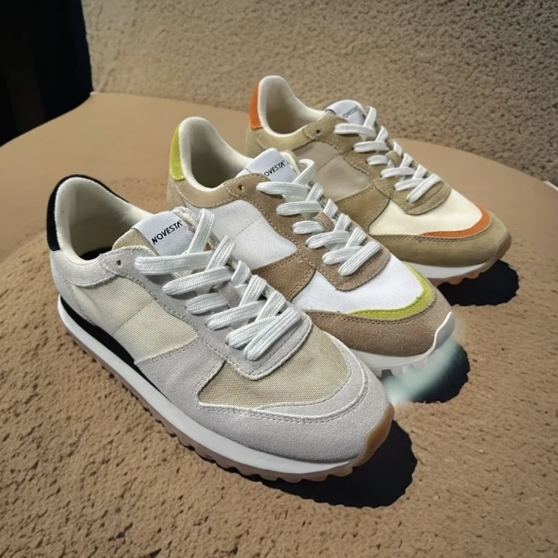 斯洛伐克拼色复古休闲女系带跑鞋