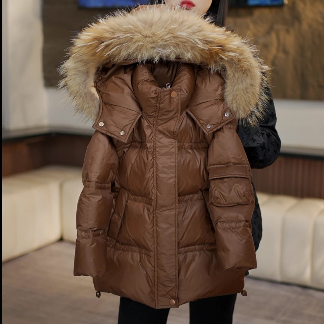 2024新款冬款儿童男女童貉子毛领一件过冬连帽长款加厚棉服外套