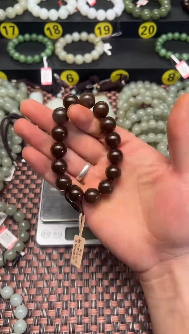 【闪购商品】和田玉手串未镶嵌且末料金山糖手串卡14