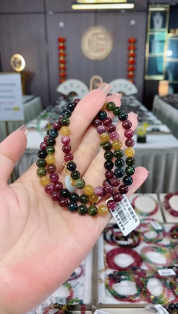 未镶嵌老矿碧玺三圈手串6mm+碧玺hon多样性发一条