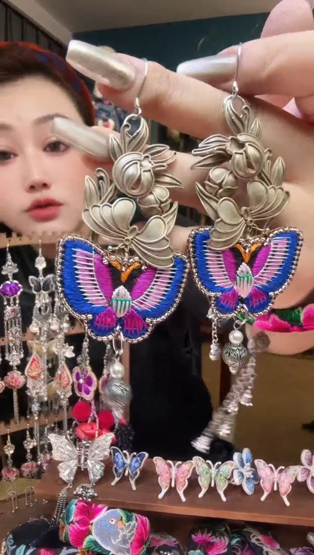 刺绣纯手工民族风刺绣耳环