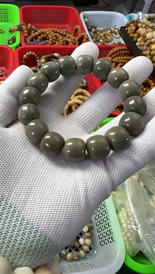 【闪购商品】白玉菩提手串15*原天然阴皮绿桶珠单圈