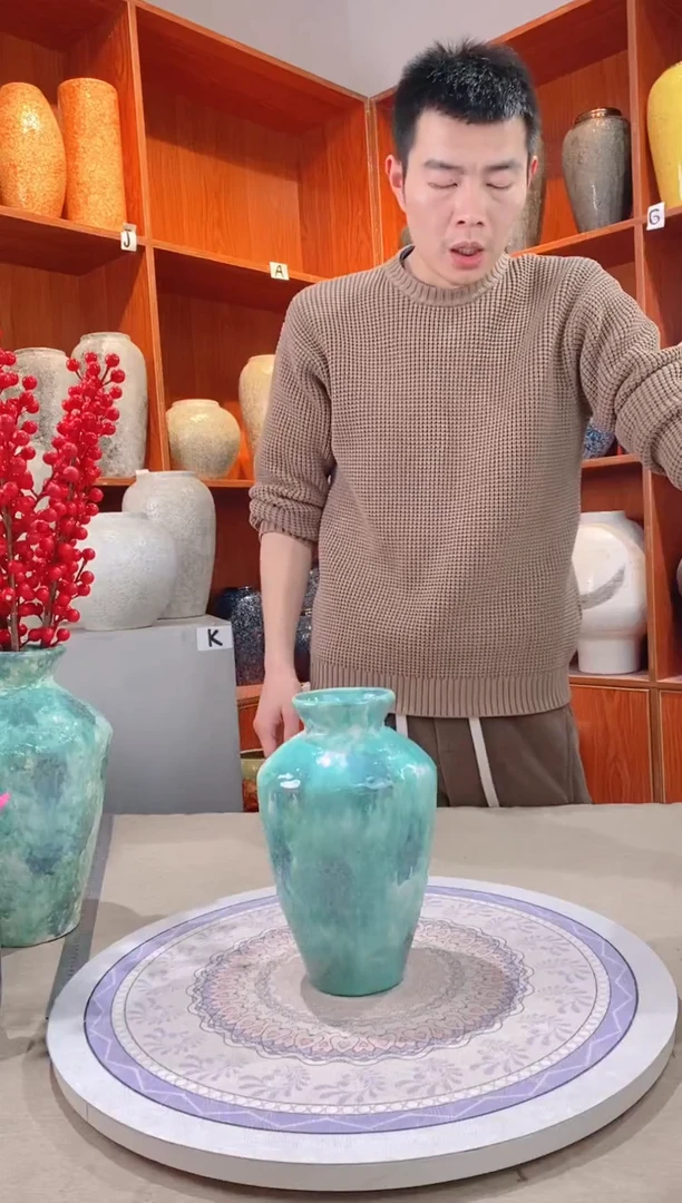 【闪购商品】瓶  陶瓷花瓶 无花 彩陶三件套 中号