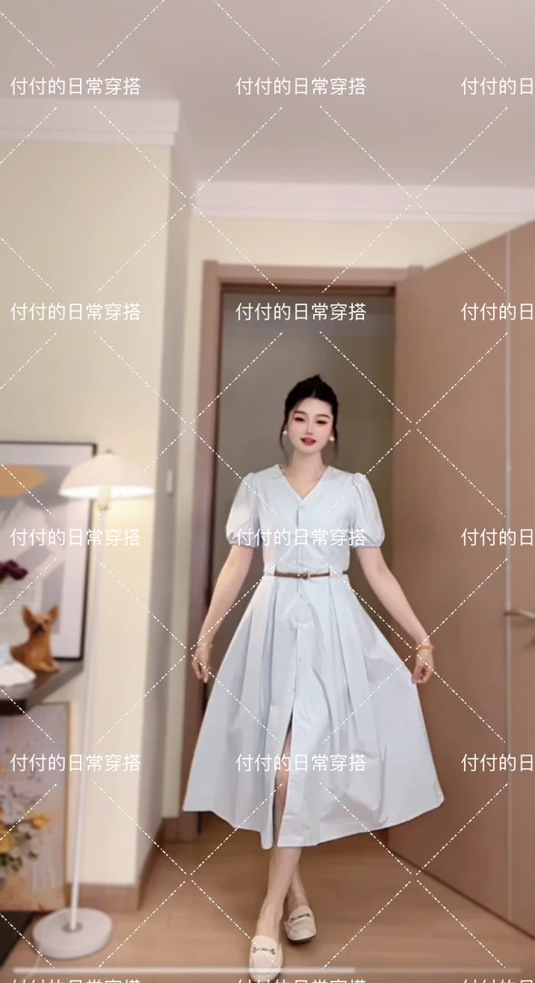 夏季新款纯棉透气法式气质收腰小众显瘦连衣裙时尚女士百搭长款