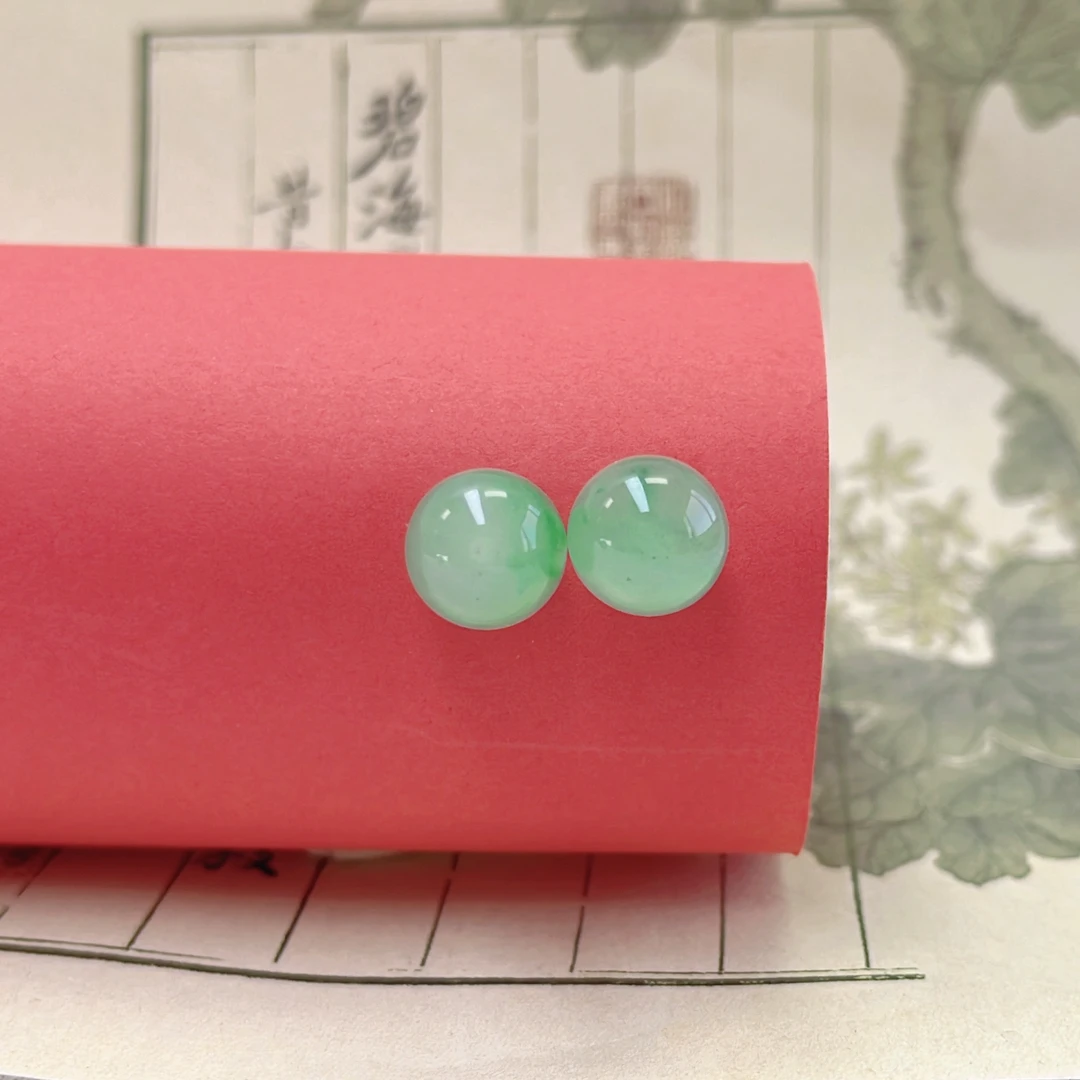 【云之玉】非洲翠高冰飘花银镶耳钉925银针（随机发货 深浅备注）