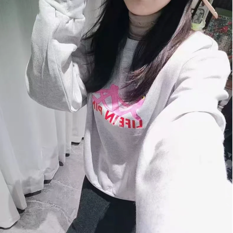 春季新款情侣套头薄绒宽松圆领长袖上衣百搭经典