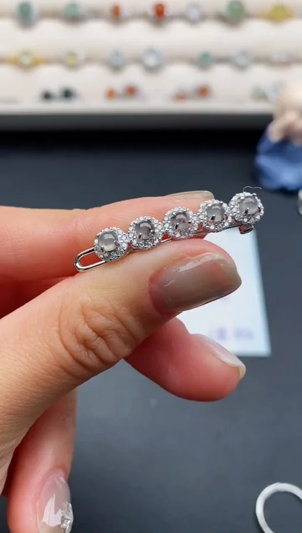 银S925镶嵌戒指翡翠缅甸天然A货翡翠22  1-2