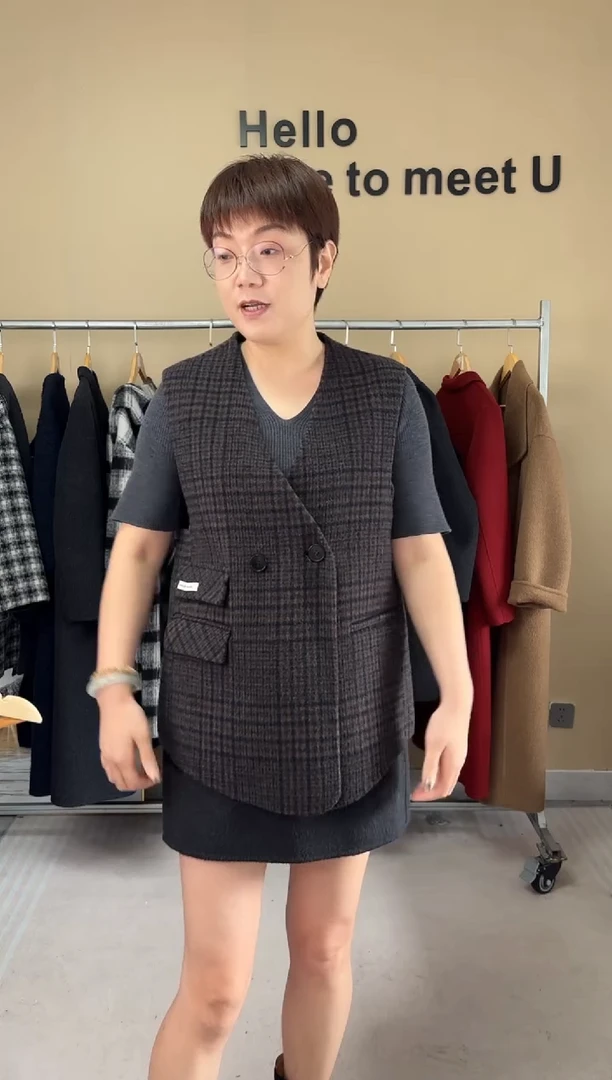 1号链接198咖色格子均码M码