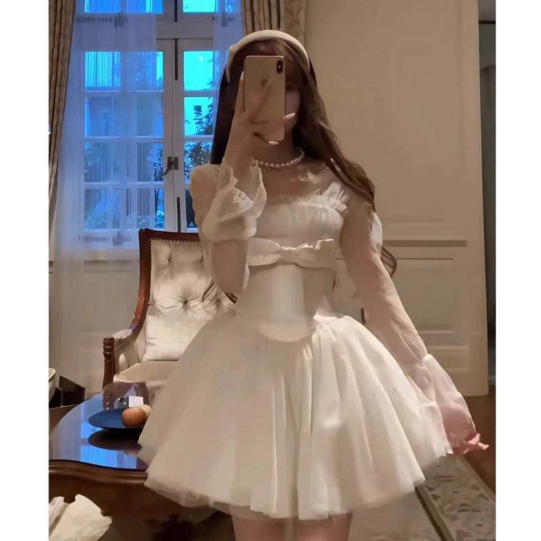 【小美】大码法式复古公主蓬蓬仙女裙甜美网纱氛围感连衣裙10856