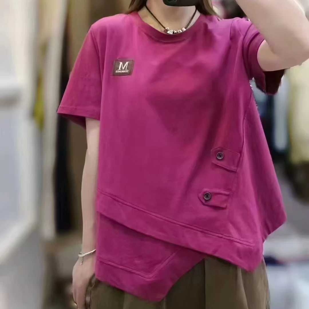 11775新款夏季宽松遮肉显瘦设计感休闲百搭T恤