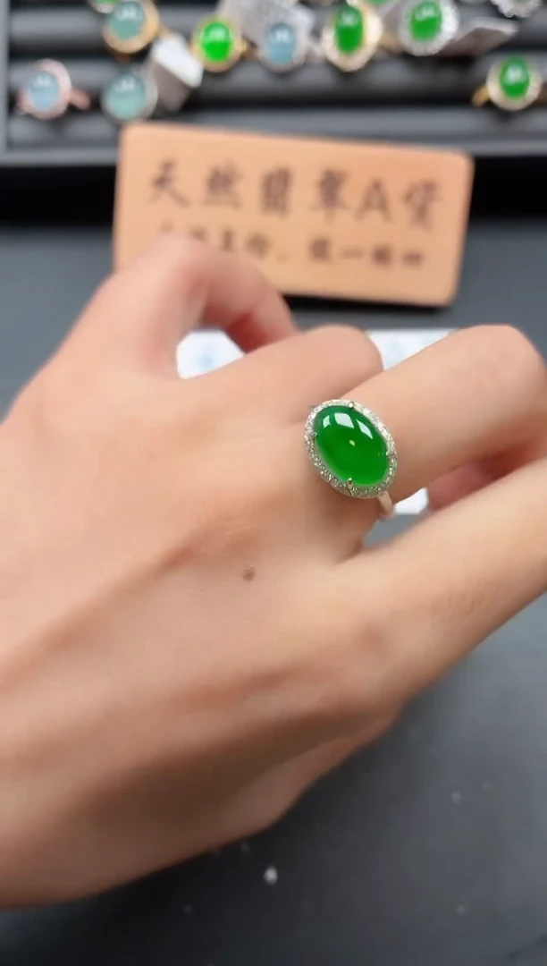 银S925镶嵌戒指翡翠11