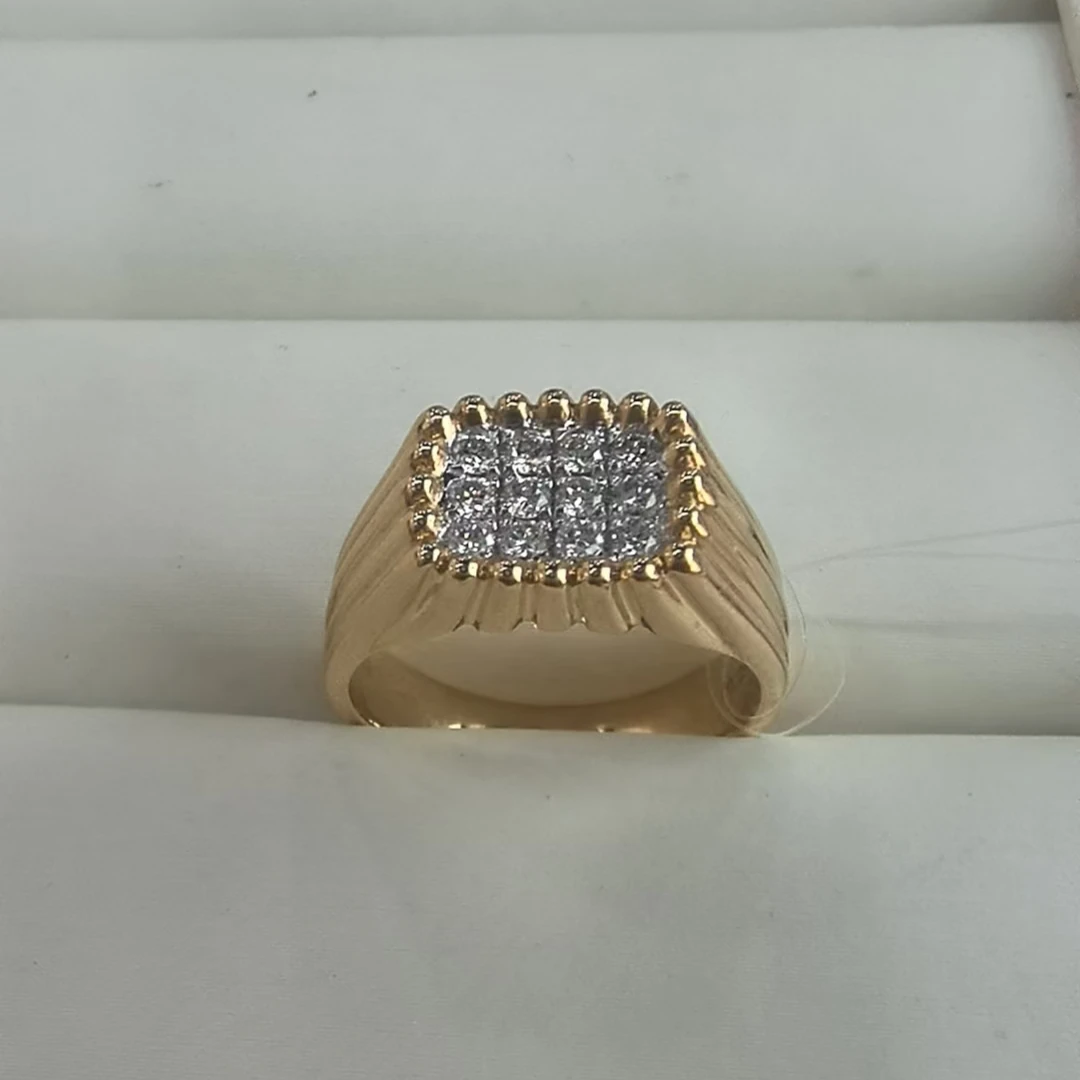 18K金钻石戒指气质白色轻奢时尚复古金色指环镶钻