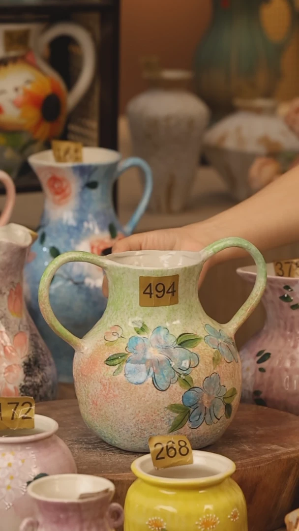 陶瓷494景德镇设计师手作花器摆件侘寂风