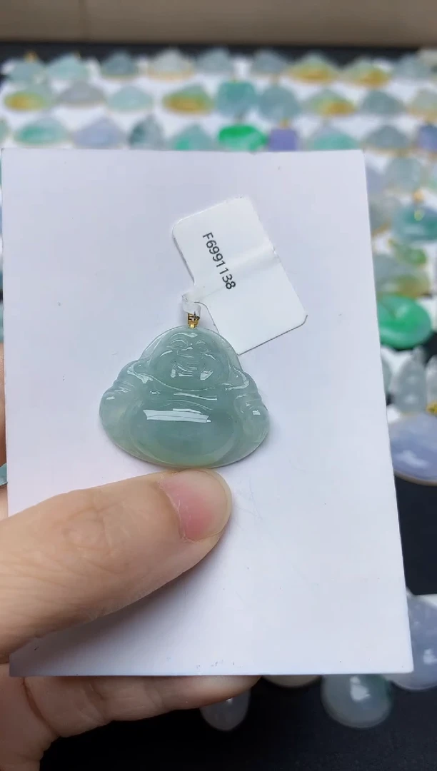 翡翠18K金镶嵌颈饰天然缅甸A货翡翠