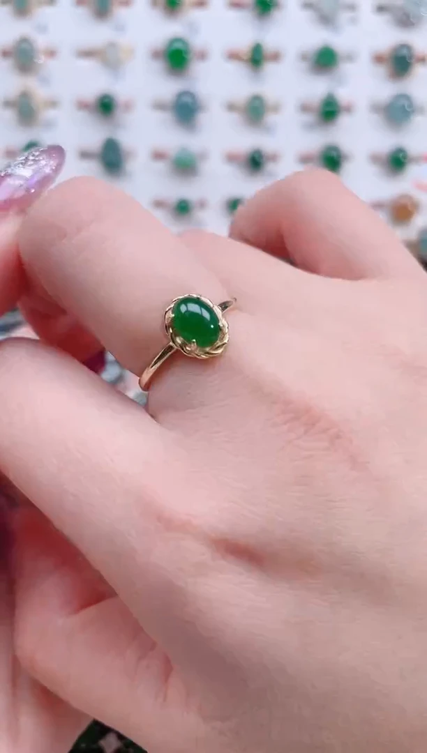 银S925镶嵌戒指翡翠天然翡翠