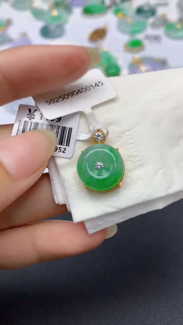 颈饰银S925镶嵌翡翠天然缅甸a货翡翠百元以上9元证书费自理