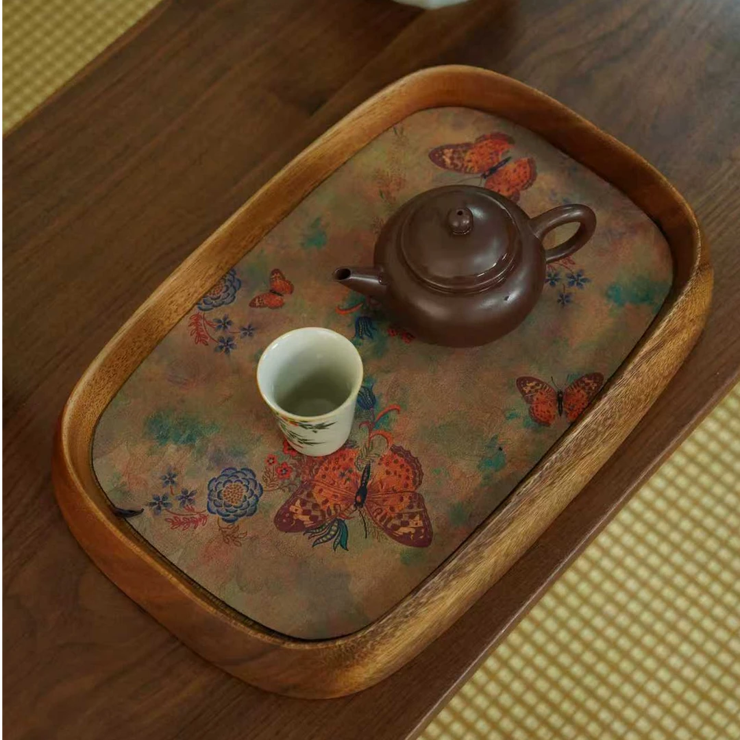 【蝶恋花】南美胡桃木整挖大号承托盘蓄水茶盘新中式干泡台33*22