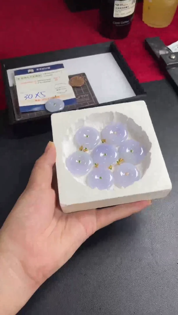 【闪购商品】翡翠挂件18K金镶嵌平安扣FL17配绳/多样性发其一CP